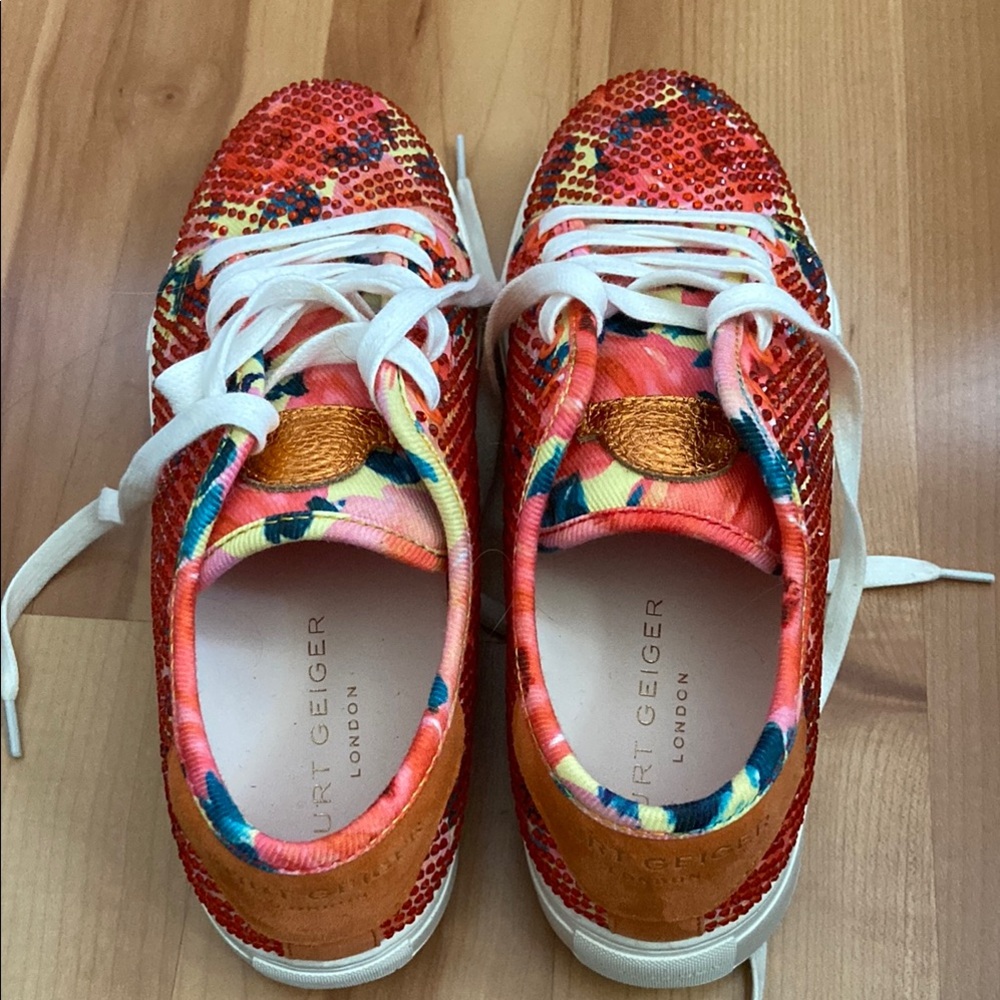 Kurt Geiger Red and Orange Sneakers Vibrant Lace-Up Style